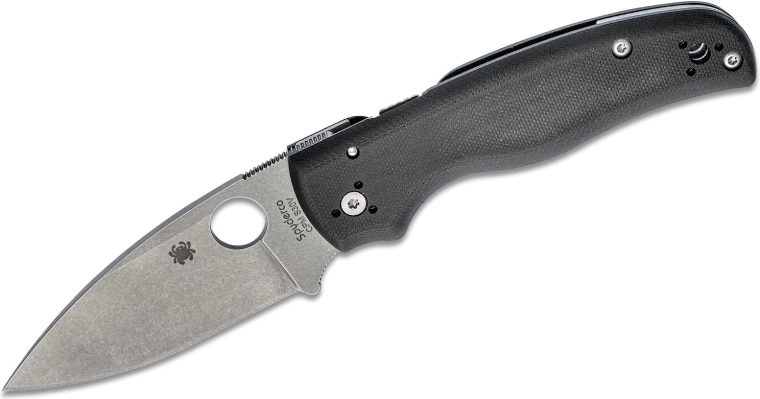 Vreckový nôž SPYDERCO Shaman, stonewash čepeľ, čierna rukoväť G10