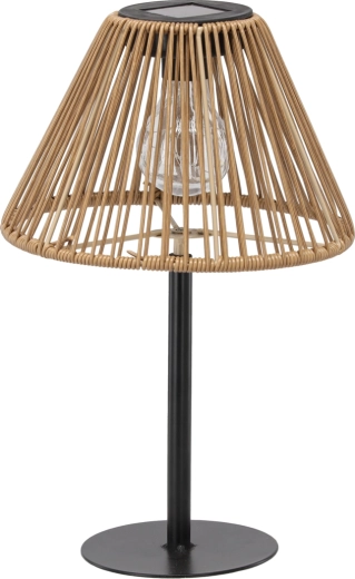 Solárna stolová lampa s ratanovým tienidlom 33 cm, hnedá