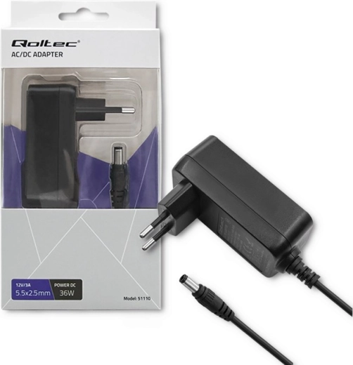 Sieťový napájací adaptér Qoltec 36 W 12 V 3 A 5,5 × 2,5 mm