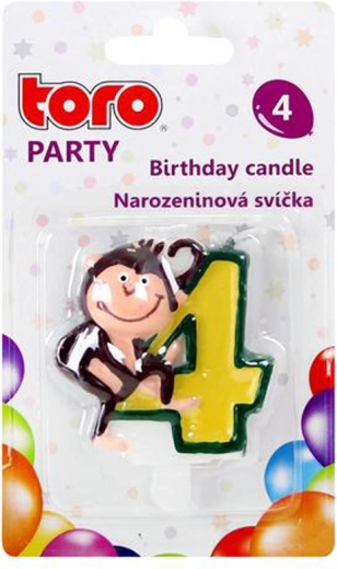 Tortová sviečka číslica 4 s opičkou TORO