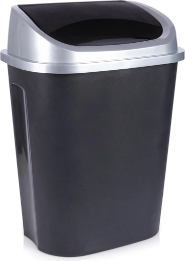 Plastový odpadkový kôš s výkyvným vekom 50 l čierny