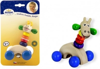 Detoa drevená žirafa na kolieskach
