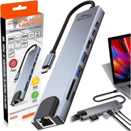 Dokovacia stanica Media-Tech 8 v 1 Giga LAN Hub