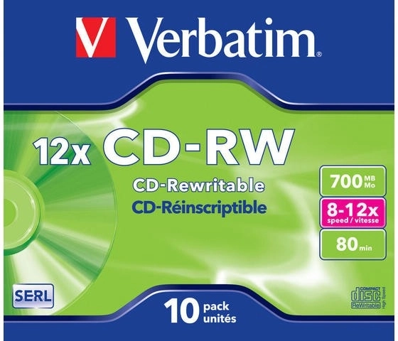 Prepisovateľné disky Verbatim CD-RW 700 MB 12× – 10 ks