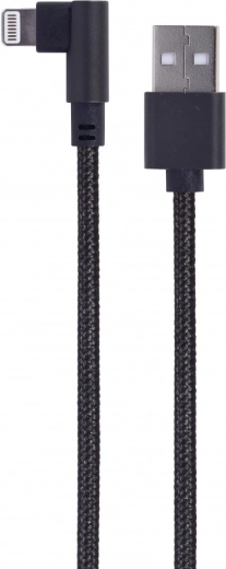 USB kábel k 8pin konektoru (uhlový), textilné opletenie, 0,2 m, čierny - 1 kus