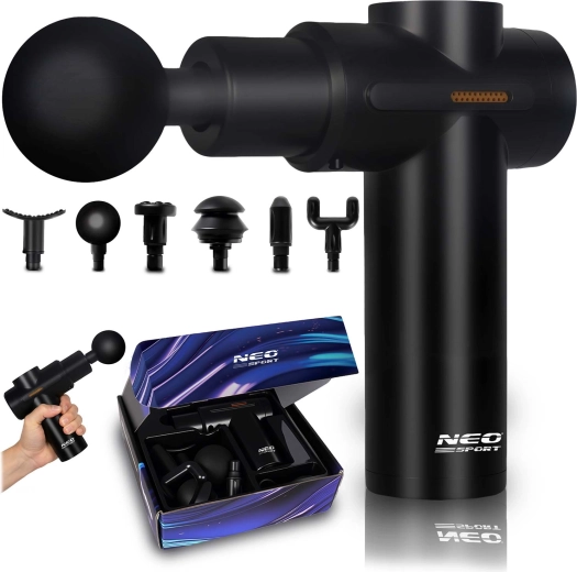 Masážna pištoľ so 6 nadstavcami NS-504 Neo-sport čierna