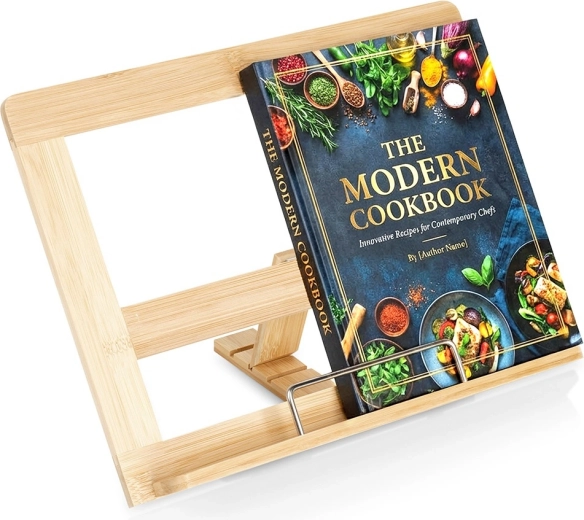 bambusový nastaviteľný stojan na kuchársku knihu a tablet
