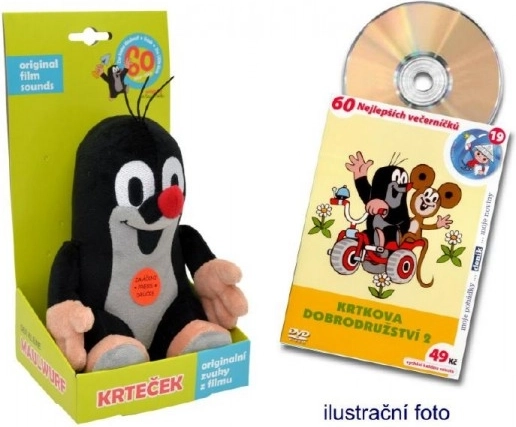 Krtko hovoriaca plyšová hračka 15 cm na batérie so zvukom + DVD v krabici