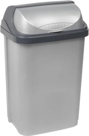 Plastový výklopný odpadkový kôš KEEEPER 25 l, sivý