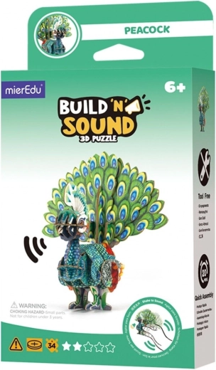 3D puzzle MierEdu Postav a počúvaj – páv