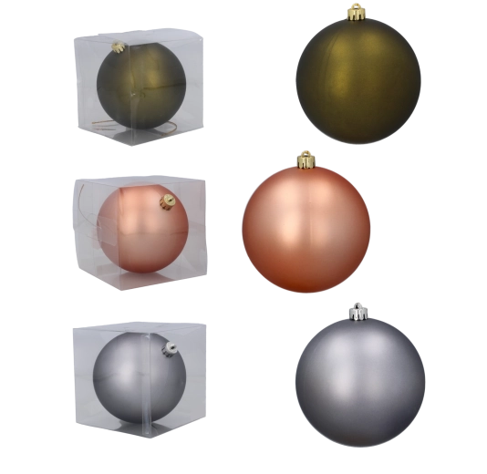 Matná vianočná guľa 12 cm – olivová, medená alebo grafitová