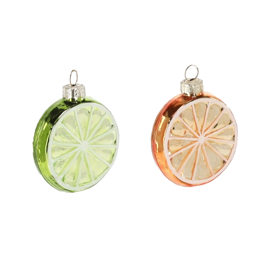 Sklenené vianočné ozdoby plátok citrusov, mix farieb, 12 ks