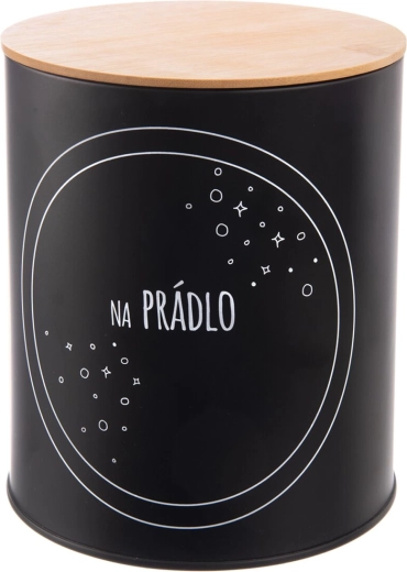 Plechová dóza na pranie s bambusom čierna 3,3 l