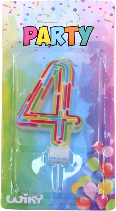 Párty sviečka na tortu číslo 4 – čiarky