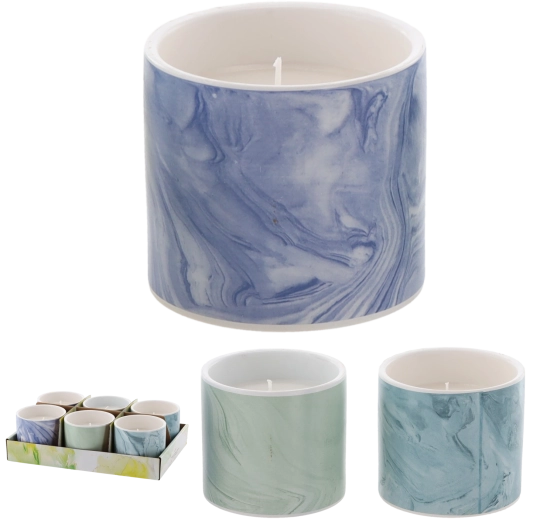 Dekoratívna sviečka Citronella Ferano 10 × 8 cm, keramický obal, mix farieb