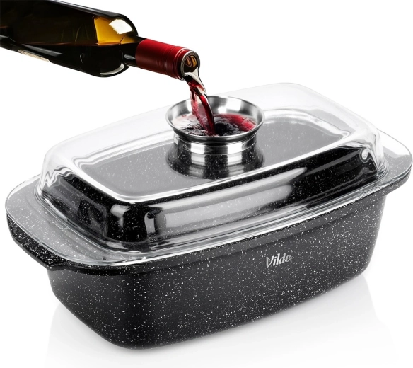 Granitový pekáč s vekom 5,4 l, 39 × 22 × 17,5 cm