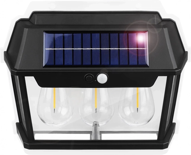 Solárne vonkajšie nástenné svietidlo s pohybovým čidlom – trojitá LED lampa