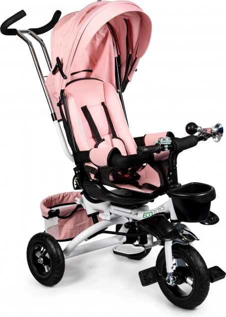 Detská trojkolka Ecotoys deluxe s otočným sedadlom 360° a strieškou ružová