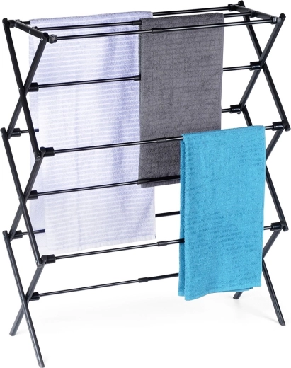 Kovový čierny teleskopický stojanový sušiak na prádlo 47–78 × 94 cm