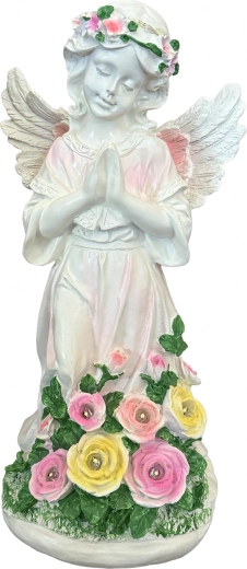 solárny záhradný anjel s LED osvetlením – dekoratívna soška a svietnik