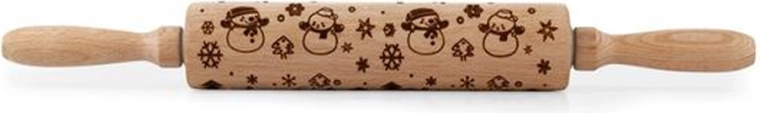 Drevený embosovaný valček TORO snehuliak 19 cm