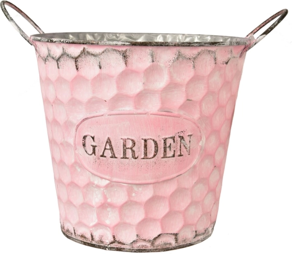 Plechový kvetináč/obal GARDEN ružový hranatý 17 × 17 × 18 cm