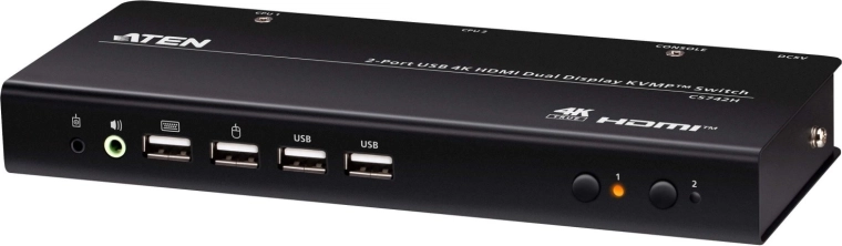 2-portový USB 4K HDMI KVMP prepínač pre dva monitory