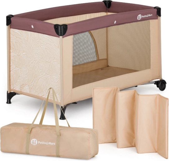 PETITE&MARS cestovná postieľka Nyja urban jungle sand