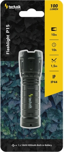 Vreckové svietidlo Technik MT-P15 s XPE LED, micro‑USB a stroboskopom