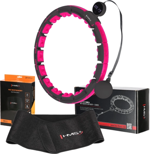 Sada fitness hula hoop HMS HHM16 s magnetickou masážou a počítadlom + zoštíhľujúci pás HMS BR163
