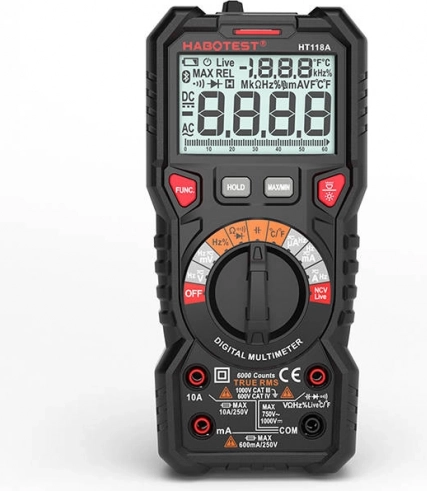 Digitálny multimeter s funkciou svietidla habotest ht118a true rms a ncv