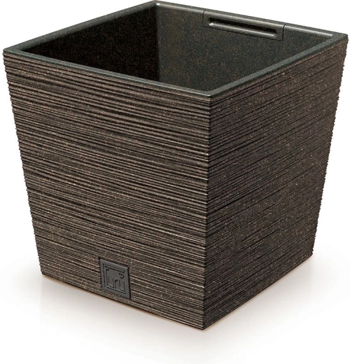 Kvetináč Furu Square Low Eco Wood s vložkou 24 cm – káva