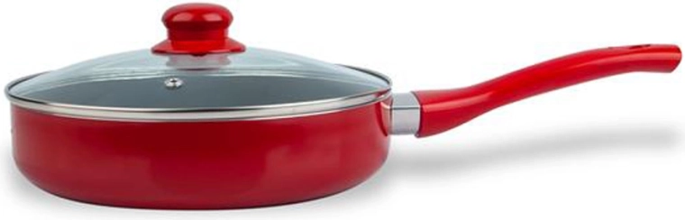 Hlboká panvica s pokrievkou KITCHISIMO Rosso 24 cm s nepriľnavým povrchom