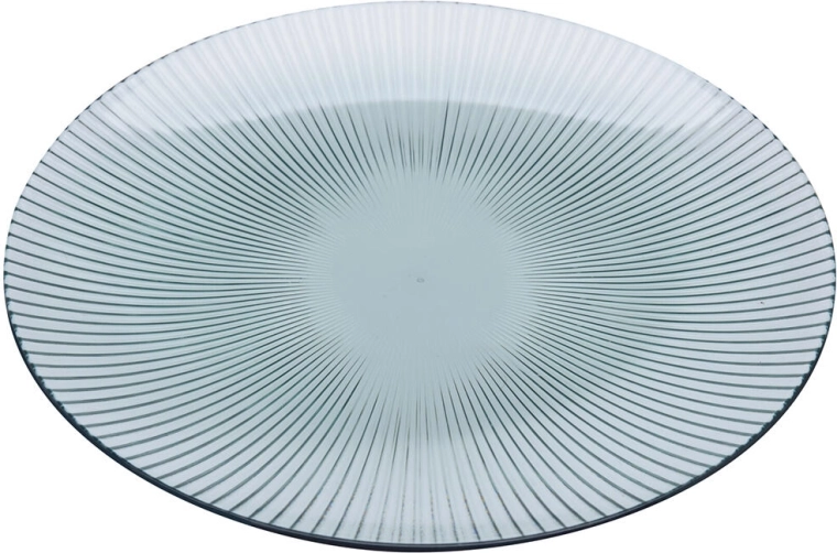 Okrúhly servírovací podnos s prúžkami 25 cm, priesvitný plast