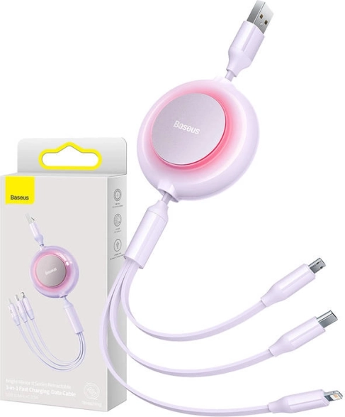 Baseus Bright Mirror II Series zasúvací 3v1 rýchlonabíjací kábel
