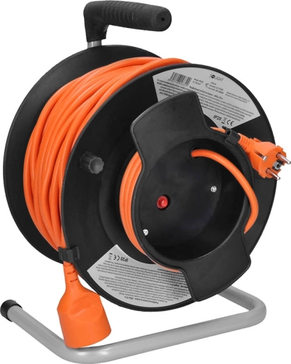 Solight predlžovací kábel na bubne 50 m s tepelnou poistkou, 1 zásuvka, oranžový