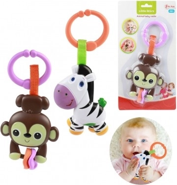 Hrací hrkálka pre bábätká so zvieratkom, plastová, 4m+