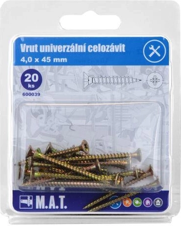 Univerzálny skrutka celzávit 4 × 45 mm, zinkovaný, 20 ks