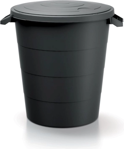 Plastová nádoba s vekom a úchytmi 120 l – recyklovaná čierna
