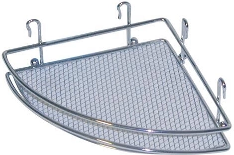 Rohová kúpeľňová polička z chrómovanej mriežky 18 × 18 × 5 cm