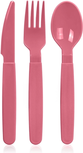 Plastová sada príborov 3 ks tmavoružová CULINARIA