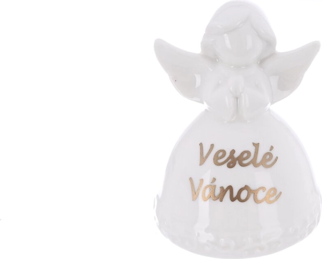 Porcelánový anjel Veselé Vianoce biely
