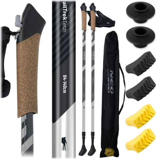 Trekingové palice Neo-Sport s korkovou rukoväťou, nastaviteľné 85–143 cm