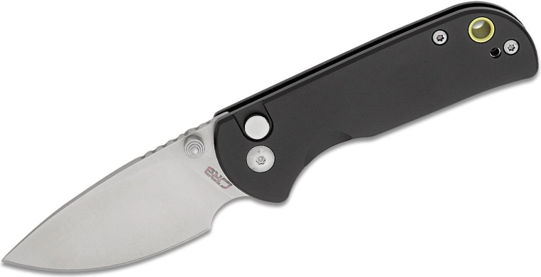 Vreckový nôž CJRB Mica, čierny hliník, 6 cm, pieskovo leštený