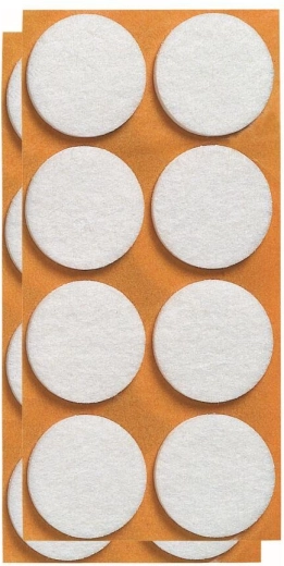Filcové samolepiace podložky pod nábytok 28 mm, biela (12 ks)