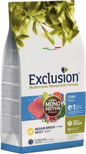 Exclusion granule pre dospelé psy stredných plemien s tuniakom 3 kg