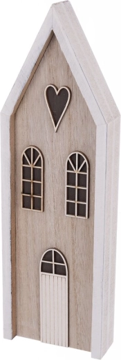 Drevený dekoratívny domček béžový 9 × 3 × 30 cm
