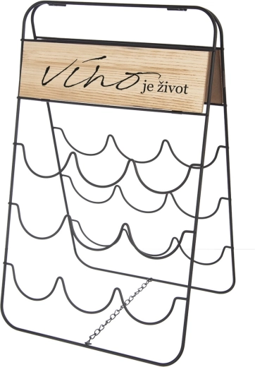 Stojan na víno RADKA, kov a drevo, 9 fliaš