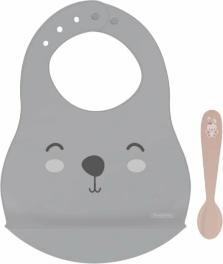 Silikónový podbradník s lyžičkou Tramontina Le Petit, zajačik, ružová