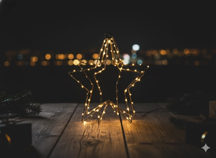 Vianočná LED hviezda 30 cm, teplá biela, batériové napájanie